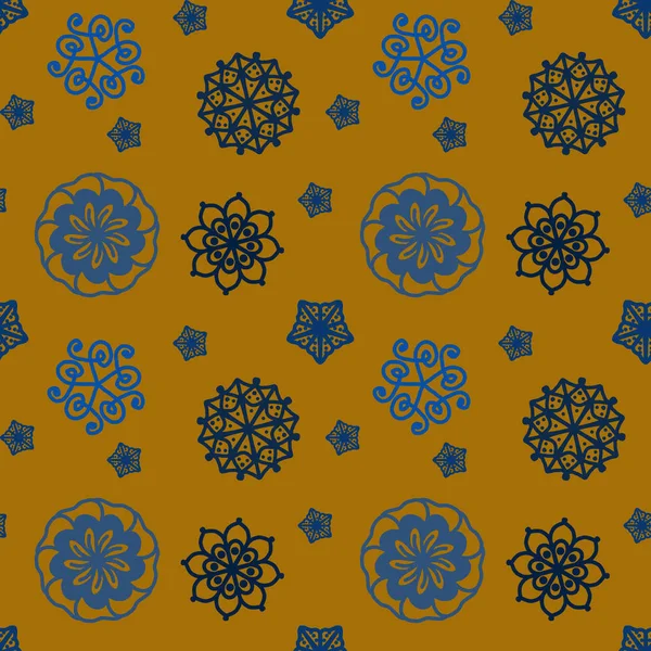 Seamless Repeat Pattern Blue Light Blue Flowers White Background Drawn — Stock Photo, Image