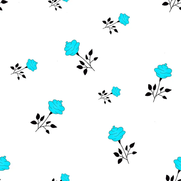 Padrão de rosas sem costura de flores azuis em um fundo branco . — Fotografia de Stock