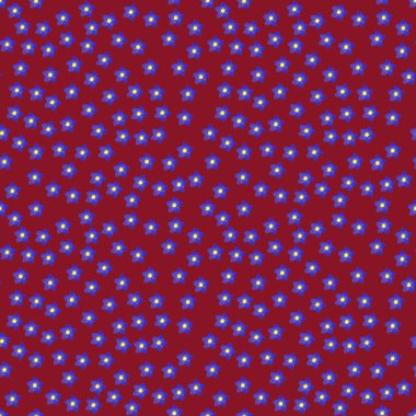 Kırmızı arka planda menekşe çiçekleri ile kusursuz tekrarlama deseni. 