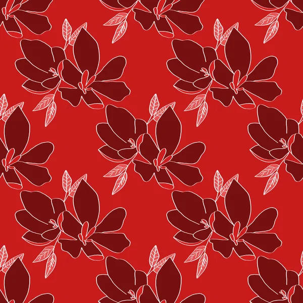 ユリの花のシームレスな背景 赤い背景にユリの花を咲かせます 包装紙 布プリント ウェブページの背景 カード 壁紙として使用することができます — ストック写真