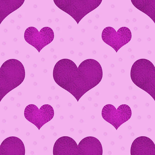天衣无缝的紫色心脏情人节模板粉红色背景 可用于包装纸 面料印刷 网页背景 墙纸等 — 图库照片