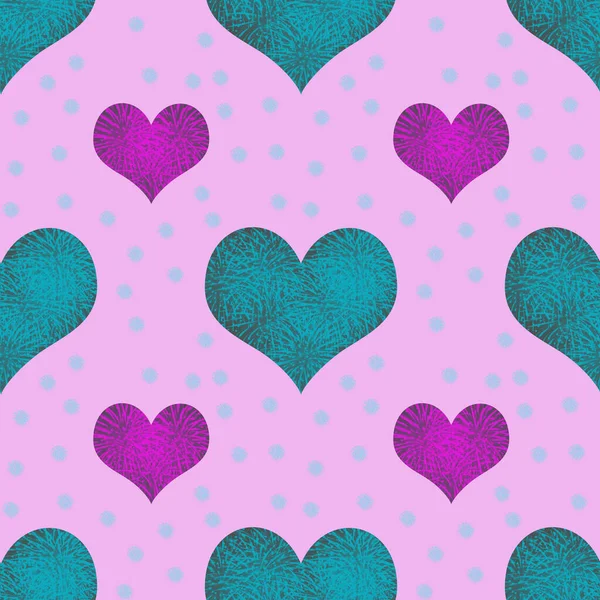 Motif Sans Couture Turquoise Violet Coeur Modèle Saint Valentin Sur — Photo