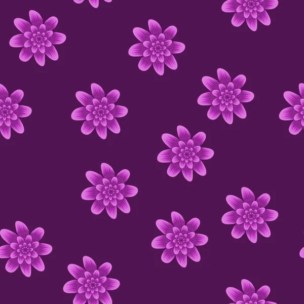 紫色の背景にピンクの花とシームレスな繰り返しパターン ギフトラップ 壁のアートデザインのために — ストック写真