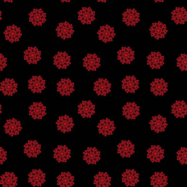 Zökkenőmentes Piros Virágok Fekete Háttér Virág Elem Zökkenőmentes Minta Illusztráció — Stock Fotó
