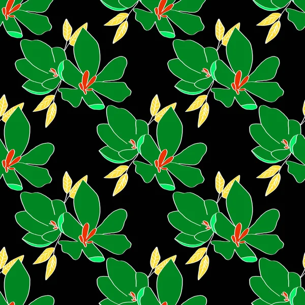 Бесшовный Фон Цветов Лилии Зеленые Лилии Цветы Черном Фоне Можно — стоковое фото