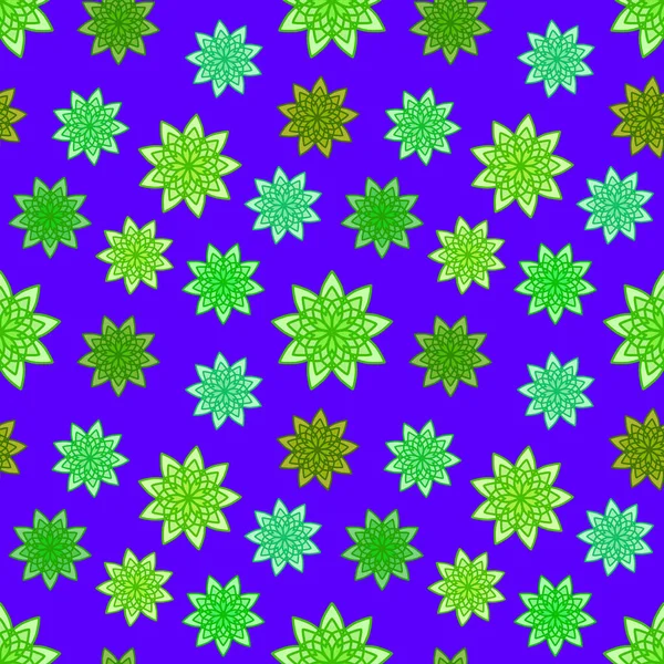 紫色の背景に緑の花飾りでシームレスにパターン キッチンの壁紙やバスルームの床のための花のテクスチャ 包装紙 生地プリント 壁紙として使用できます — ストック写真