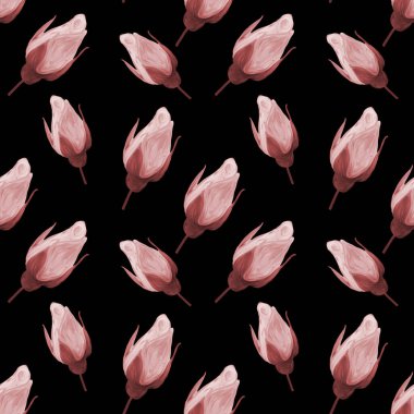 Soluk tek renkli gül çiçekleri el yapımı guaj, yağsız yağ deseni nazik. Web sayfaları için siyah arkaplan, düğün davetiyeleri, tarih kartlarını kaydet.