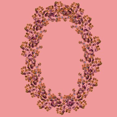 Bahar ve yaz çiçekleri. El çizimi kır çiçekleri, pembe arka planda çiçek ve mesaj için yer. Web için iyi, Davetiyeler, Selamlama ve Tarih Kartlarını Kaydet.