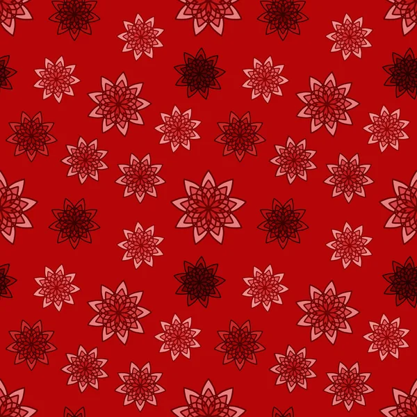 赤い花飾りでシームレスにパターン キッチンの壁紙やバスルームの床のための花のテクスチャ 包装紙 生地プリント 壁紙として使用できます — ストック写真