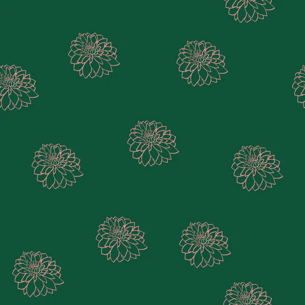 Безшовний Візерунок Квітами Далія Глибокому Зеленому Тлі Квітковий Візерунок Запрошень — стокове фото