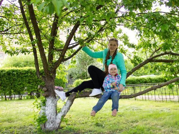 Ung Sexig Tjej Sitter Gren Ett Blommande Äppelträd Våren — Stockfoto