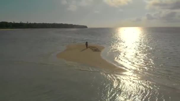 Antenn Ovanifrån Tropiska Sandbar Aloha Skriven Sjöstjärnor Candaraman Sandbar Drönare — Stockvideo