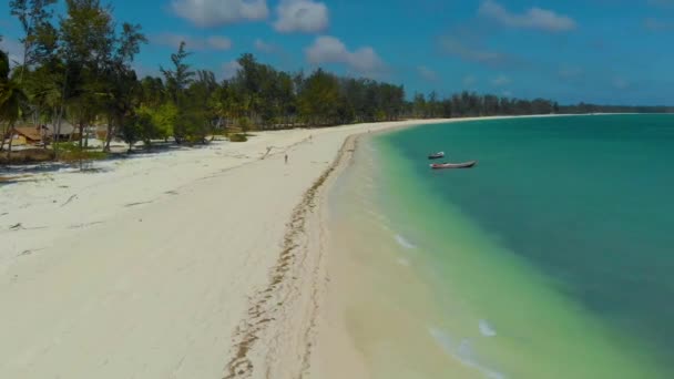 Endlos Leere Weiße Sandbank Punta Sebaring Balabac Luftbild Über Tropischer — Stockvideo