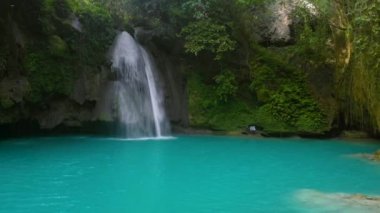 Kawasan Şelalesi Filipinler 'deki Cebu Adası tropikal ormanında bir dağ geçidinde. Şelale manzarası ve Asya 'da yeşil tropik doğa