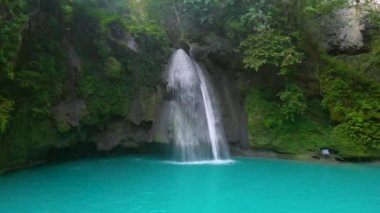 Kawasan Şelalesi Filipinler 'deki Cebu Adası tropikal ormanında bir dağ geçidinde. Şelale manzarası ve Asya 'da yeşil tropik doğa