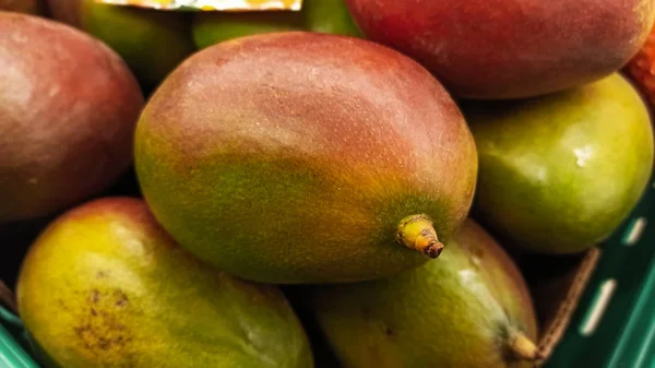 Coloridas Frutas Frescas Orgánicas Mango Mostrador Del Mercado Estambul Turquía — Foto de Stock