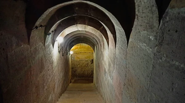 Starożytna Wielopoziomowa Jaskinia Derinkuyu Underground City Kapadocji Turcja — Zdjęcie stockowe
