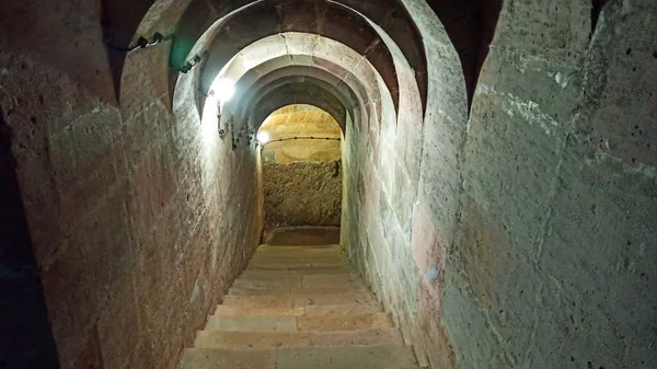 Antiga Caverna Multi Nível Derinkuyu Underground City Capadócia Turquia — Fotografia de Stock