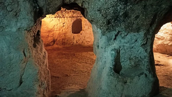 Alte Mehrstöckige Höhle Derinkuyu Unterirdische Stadt Kappadokien Türkei — Stockfoto