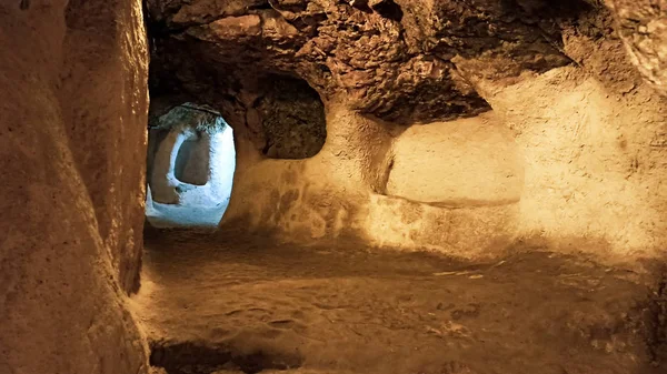 Древняя Многоуровневая Пещера Derinkuyu Underground City Cappadocia Turkey — стоковое фото
