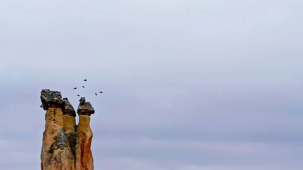 Chimeneas Hadas Pasabag Valle Los Monjes Goreme Formaciones Roca Con — Foto de Stock