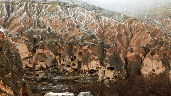 Cave Houses Monasteries Carved Tufa Rocks Zelve Open Air Museum — Fotografia de Stock