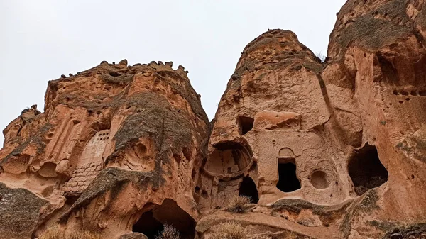 Grotwoningen Kloosters Uitgehouwen Tufa Rotsen Zelve Openluchtmuseum Zelve Vallei Het — Stockfoto