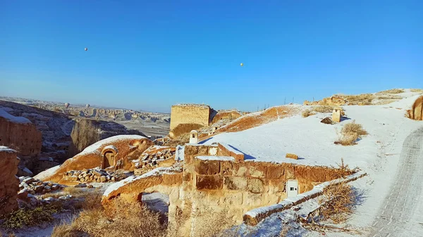 Ancient Stone Cave Houses Carved Volcanic Rock Cappadocia Turkey — Stock Photo, Image