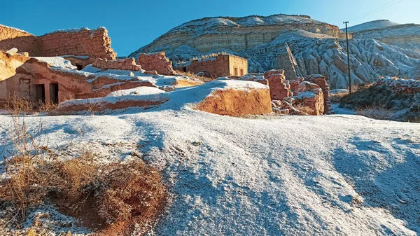 Forntida Stengrotthus Inristade Den Vulkaniska Klippan Kappadokien Turkiet — Stockfoto