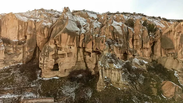 Antiche Case Rupestri Pietra Scavate Nella Roccia Vulcanica Cappadocia Turchia — Foto Stock