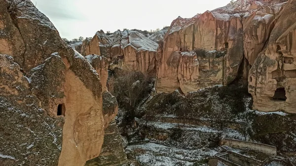 Antiguas Casas Cueva Piedra Talladas Roca Volcánica Capadocia Turquía —  Fotos de Stock