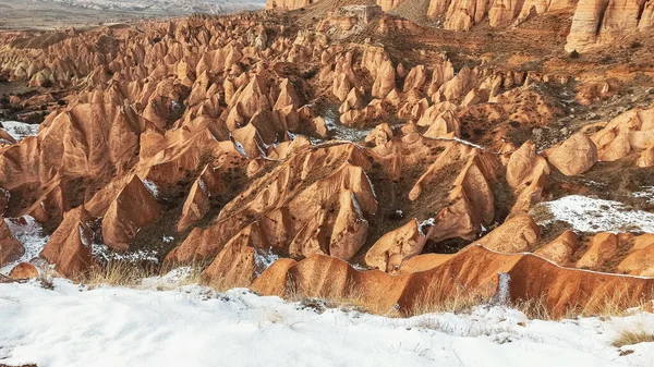 Czerwona Dolina Kapadocji Turcja Unikalny Wulkaniczny Krajobraz Geologiczne Formacje Skalne — Zdjęcie stockowe