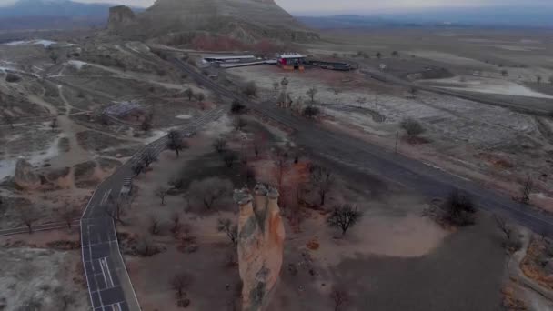 Paisaje Volcánico Aéreo Chimeneas Hadas Pasabag Valle Los Monjes Capadocia — Vídeos de Stock