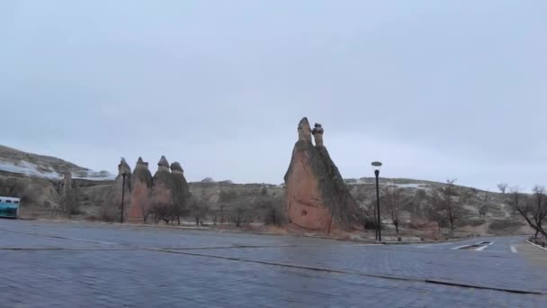 Fairy Schoorstenen Pasabag Vallei Goreme Cappadocië Turkije — Stockvideo