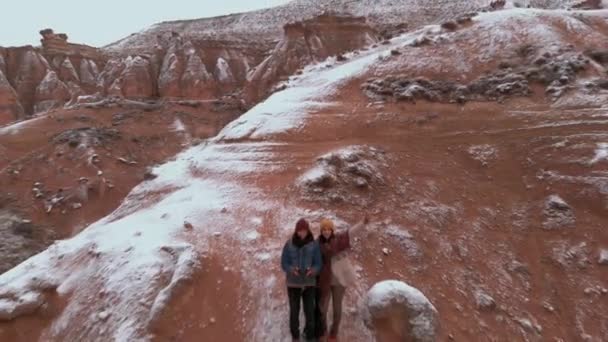 Türkiye Nin Başkenti Kapadokya Kış Mevsiminde Devrent Vadisi Nde Veya — Stok video