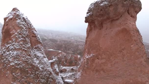 Fairy Chimneys Cave Houses Surrounded Rock Formations Imaginary Valley Cappadocia — Stock Video