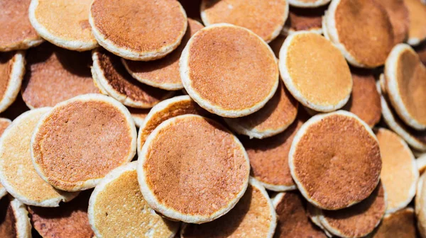 Appena Sfornato Piatto Poffertjes Tradizionale Olandese Mini Pancakes Senza Altri — Foto Stock