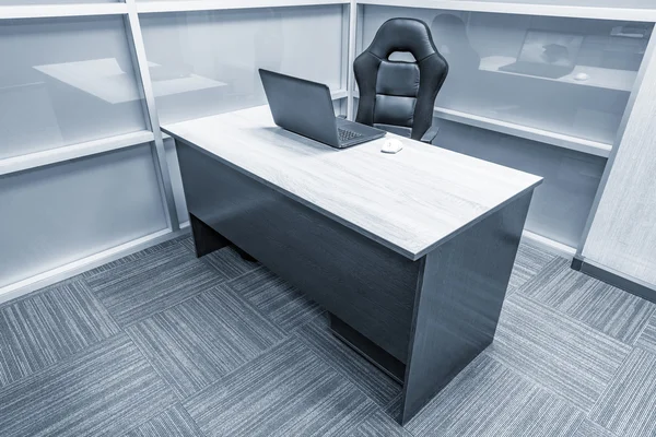 Office desk with note book and chair. — Stock Photo, Image