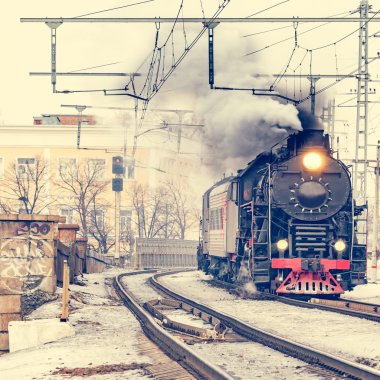 Retro buharlı tren.