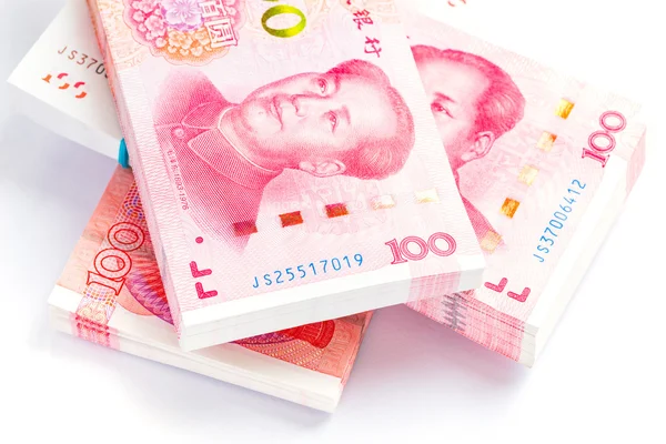 Stacks of one hundred china banknotes. — Stock Photo, Image