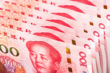 Yüz Çin banka Not arka planı.