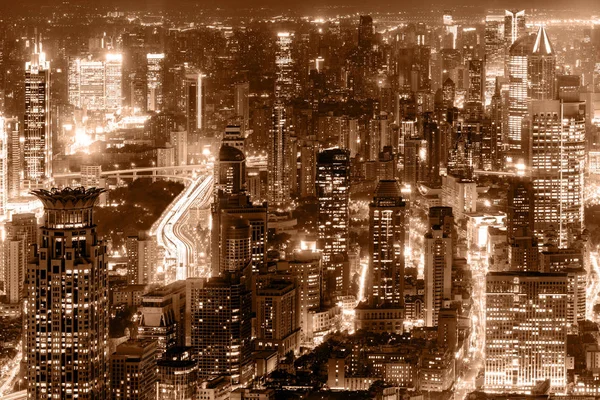Luchtfoto van het centrum van de stad Shanghai. — Stockfoto