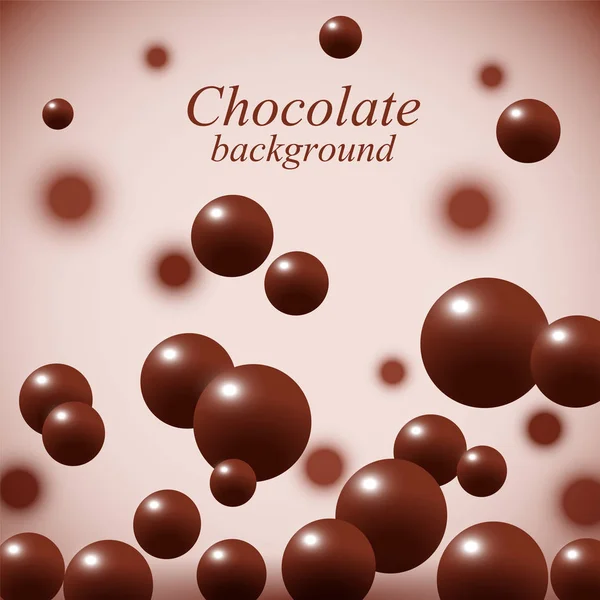 Dunkle Schokoladenkugeln auf buntem Hintergrund. — Stockvektor