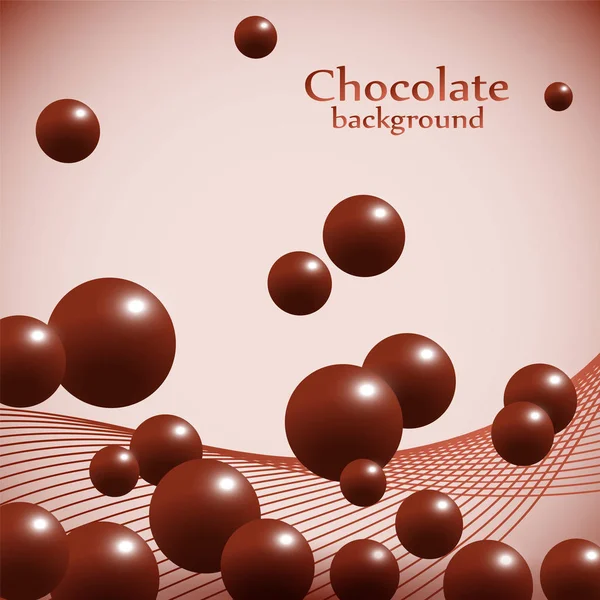 Dunkle Schokoladenkugeln auf abstraktem Hintergrund. — Stockvektor