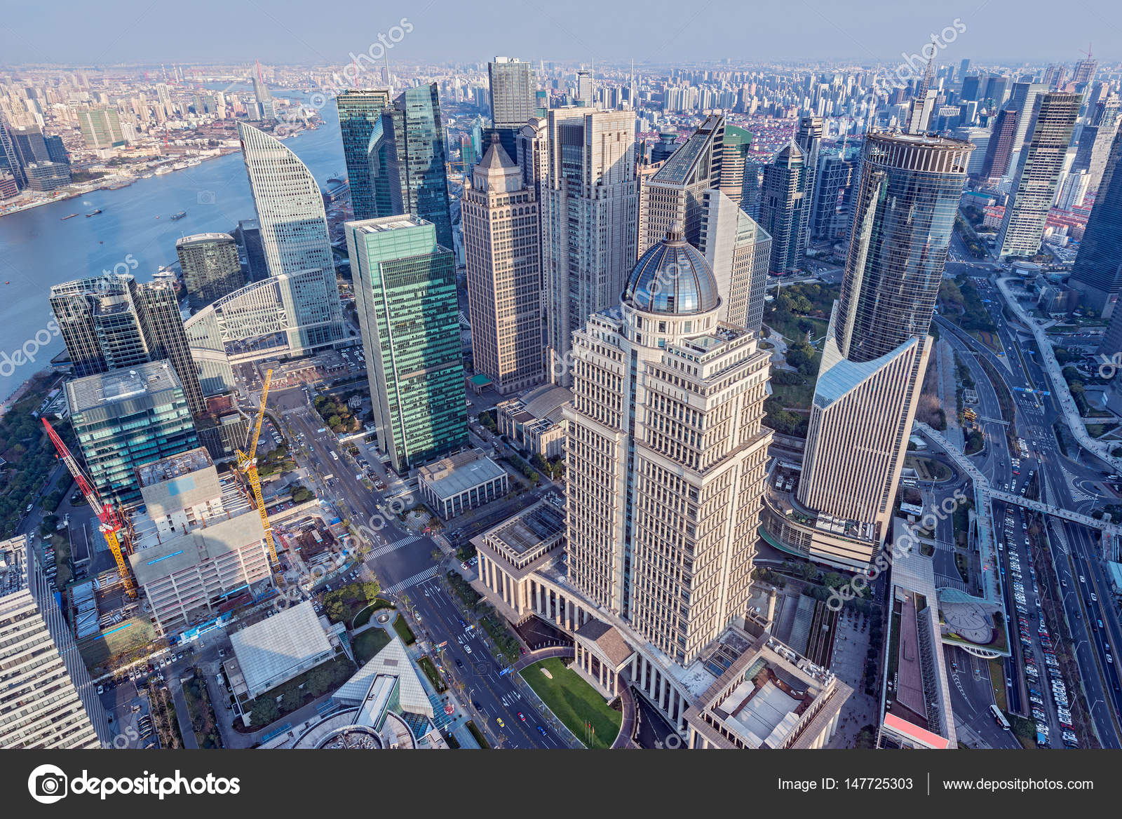 Aerial View Of Shanghai City Center Stock Photo Image By C Serjio74b