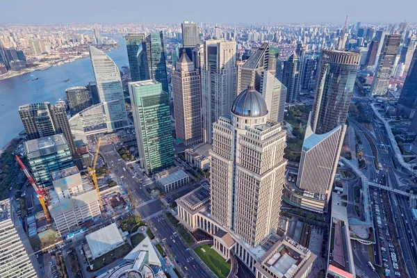 A légi felvétel a Shanghai city center. — Stock Fotó