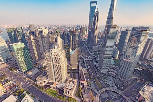 A légi felvétel a Shanghai city center. — Stock Fotó
