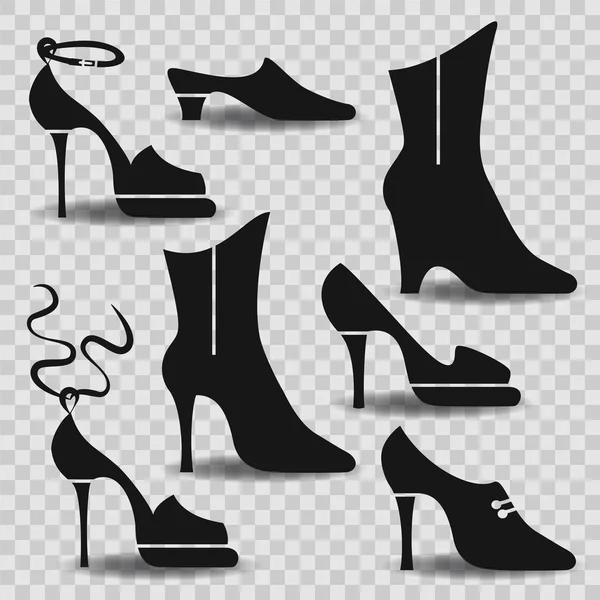 Diversi tipi di scarpe da donna su sfondo astratto . — Vettoriale Stock