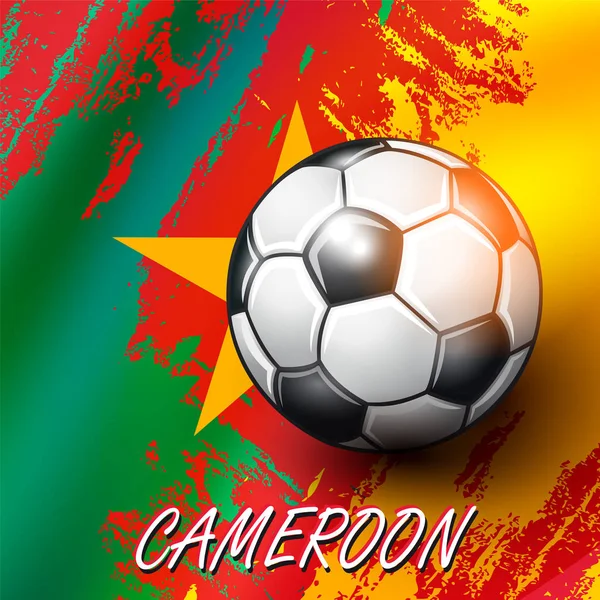 Fußball auf Kamerun Flagge Hintergrund. — Stockvektor