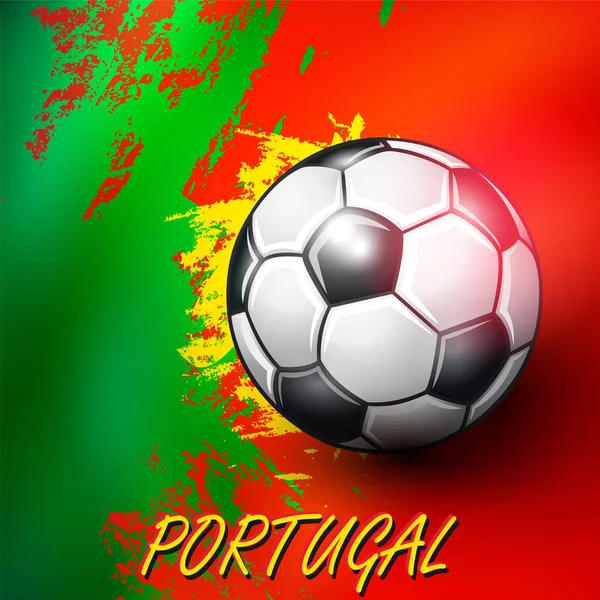 Voetbal op de Portugese vlag achtergrond. — Stockvector